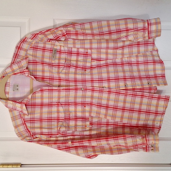 Columbia Women's PFG Long Sleeve Shirt in Pink and Blue Plaid Size Large - Picture 1 of 5